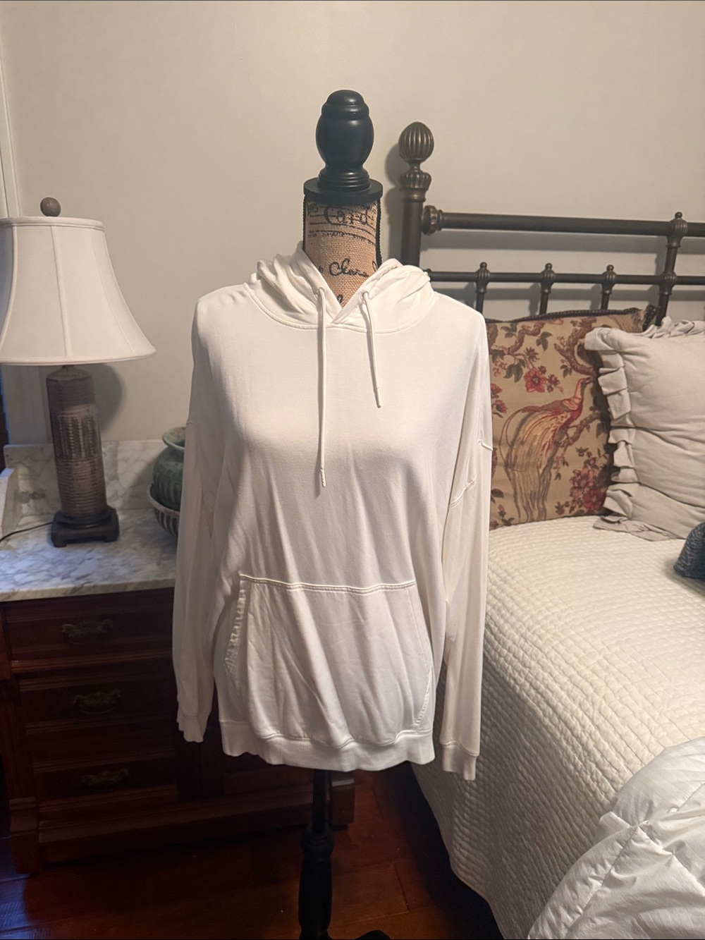 Z Supply White Lightweight Hoodie Sweatshirt